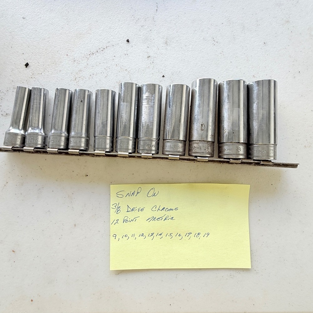Snap-on 3/8 Drive 12 Point Metric Socket Set 9mm-19mm 11 Piece Chrome